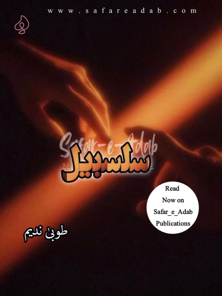 Salsabeel Novel written by Toba Nadeem featuring a Couple holding-hands, available to read online for free on the website of Safar e adab publications.