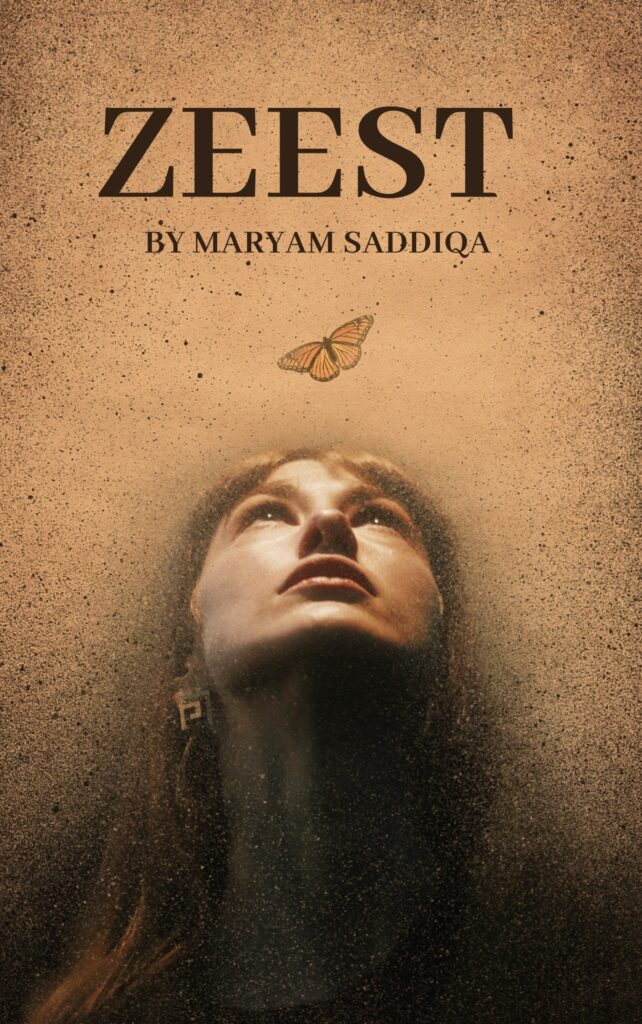 Cover of the Urdu novel titled Zeest written by Maryam Siddiqa, available to read online for free on the website of Safar e adab publications.